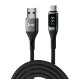Juo 66W USB-A to USB Type-C 1 mt Dijital Led Ekranlı Örgülü Hızlı Şarj ve Data Kablosu