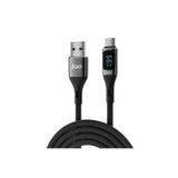 Juo 66W USB-A to USB Type-C 2 mt Dijital Led Ekranlı Örgülü Hızlı Şarj ve Data Kablosu
