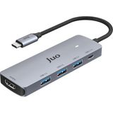 Juo Gri 5 5gbps 100W Portlu Type-C 4K 60Hz HDMI USB 3.2 Çoklayıcı Hub Model JHB51 Kablo Dahil