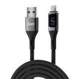 Juo iPhone iPad 12W 2 mt Dijital Led Ekranlı USB-A to Lightning Örgülü Hızlı Şarj ve Data Kablosu