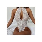 Jupiel güngörenfantezibeyaz Dantel Açık Sütyen Halter Model Fantezi Bodysuit