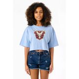 Jupiters Legacy Utopian Chest Bebe Mavi Kadın Crop Tshirt