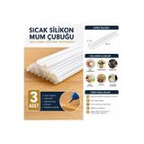 jupon Silikon Çubuk Sıcak Silikon Tabanca Mumu 3 Adet Ince