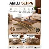Juppo Üst Tabla Mdf Oval Köşe Alt Ayak Yuvarlak Gold Kaplama Dışa Kıvrım - BAROK KOYU CEVİZ