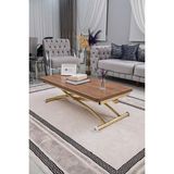 Juppo Üst Tabla Mdf Oval Köşe Alt Ayak Yuvarlak Gold Kaplama Dışa Kıvrım - CEVİZ