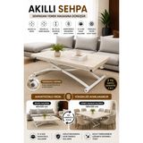 Juppo Üst Tabla Mdf Traverten Oval Köşe Alt Ayak Metal - TRAVERTEN-BEYAZ