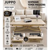 Juppo Üst Tabla Mdf Traverten Oval Köşe Alt Ayak Metal - TRAVERTEN-GOLD 2