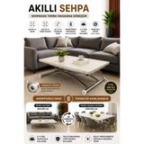 Juppo Üst Tabla Mdf Traverten Oval Köşe Alt Ayak Metal - TRAVERTEN-KROM