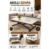 Juppo Üst Tabla Mdf Traverten Oval Köşe Alt Ayak Metal - TRAVERTEN-SİYAH
