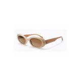 Jurvin Bej Retro Oval Kalın Kemik Çerçeve Unisex UV400 Vintage Retro Güneş Gözlüğü