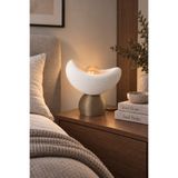 Jusel Luna Abajur - Dekoratif Masa Lambası - 20x25 cm - PLA Malzeme - Yatak Odası ve Salon Aydınlatması - Beyaz/Bronz