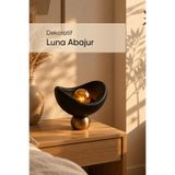 Jusel Luna Abajur - Dekoratif Masa Lambası - 20x25 cm - PLA Malzeme - Yatak Odası ve Salon Aydınlatması - Siyah/Bronz