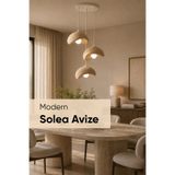 Jusel Solea Sarkıt 3'lü Avize Beton Dokulu, Salon, Balkon, Yatak Odası İçin - 24 cm - 3 Adet Ampul Dahildir - Açık Kahverengi