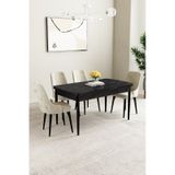 Jusie Meşe Desen 80x132 Açılabilir Yemek Odası Takımı 4 Adet Sandalye Antrasit
