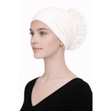 Jusmart Açık Ekru ◇ Pamuklu Fırfırlı Bone ◇ Silikonlu Kaymayan Dikişsiz Topuz Bonesi ◇ Günlük Pratik Şık Tesettür