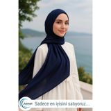 Jusmart Bambu Kraş Pamuklu Şal ◇ Lacivert ◇ Ütü Gerektirmeyen Kırışık Doku ◇ Kaymayan Nefes Alan Hafif Kumaş