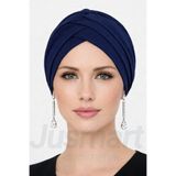 Jusmart Lacivert Çapraz 3 Bantlı Tesettür Bonesi ◆ Kaymayı Azaltan Tasarım ◆ Günlük ve Uzun Süreli Kullanım