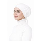 Jusmart Önü Dikişsiz Silikonlu Kaymayan Tesettür Bone Beyaz | Düz İz Yapmaz Esnek Rahat İç Bone