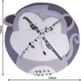 Jusso Baby 3 Boyutlu Dokunuş Safari Hayvanlar Oyun Halısı 115*115 cm - 115 x 115 cm - Gri - Beyaz