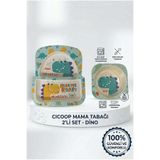 Jusso Cicoop Bebek Mama Tabağı 2'li Set Dino