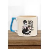 Just A Girl Who Loves Books Coffee 2 Baskılı Kitap Kahve Hediyelik Kulplu Kupa Bardak, QBLK5499-MV