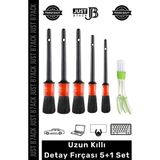Just B7ack #detayfırçası Farklı Boy Islak Kuru Otomobil Oto Araç Araba Klima Temizlik Detay Fırçası 5+1 Set - 001-Beyaz