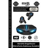 Just B7ack Premium Rgb Işıklı K55 Tws Pro Extra Bass Mikrofon 3D Stereo Ses Bluetooth Kablosuz Oyuncu Kulaklık - Çok Renkli