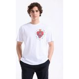 Just Cavalli Beyaz Erkek Kalp Desenli T-Shirt 78PM601HEART Tattoo