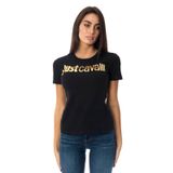 Just Cavalli Bisiklet Yaka Baskılı Siyah Kadın T-shirt 75paht00, L, 5003068689001