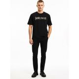 Just Cavalli Bisiklet Yaka Siyah Erkek T-Shirt 78PM601 Logo Leo
