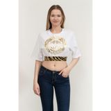 Just Cavalli Bisiklet Yaka T-Shirt Beyaz, 38, 74PBHF02, G03, Kadın