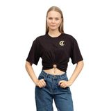 Just Cavalli Bisiklet Yaka T-Shirt Siyah/Altın, S, 995215, Siyah/Altın, Kadın