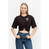 Just Cavalli Bisiklet Yaka T-Shirt Siyah/Altın, XS, 995215, Siyah/Altın, Kadın