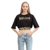 Just Cavalli Kadın Bisiklet Yaka T-Shirt, Siyah, M Beden