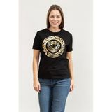 Just Cavalli Kadın Bisiklet Yaka T-Shirt, Siyah/gold, XL, BLACK/GOLD