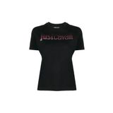 Just Cavalli Kadın T-Shirt, Siyah, XS, 76PAHE06