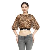 Just Cavalli Leopar Desenli Gömlek, 40, 74PBL227NS249, Kahverengi, Kadın