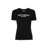 Just Cavalli Milano Kadın T-Shirt, Yuvarlak Yaka, Baskılı, Siyah, M