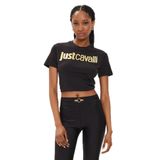 Just Cavalli Yuvarlak Yaka Baskılı Siyah Kadın T-Shirt, XS 76PAHG11