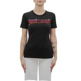 Just Cavalli Yuvarlak Yaka Baskılı T-Shirt, S, 76PAHE06.CJ112.899, siyah, Kadın