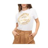 Just Cavalli Yuvarlak Yaka Baskılı T-Shirt, S, 76PAHG12.CJ300.003, beyaz, Kadın