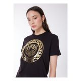 Just Cavalli Yuvarlak Yaka Baskılı T-Shirt, S, 76PAHG12.CJ300.899, siyah, Kadın