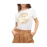 Just Cavalli Yuvarlak Yaka Baskılı T-Shirt, XS, 76PAHG12.CJ300.003, beyaz, Kadın