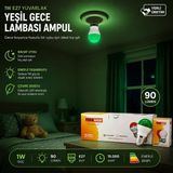 Just Cheap Store 10 Adet 1W E27 Yeşil Yuvarlak Gece Lambası LED Ampul EAMP-075 (4741) - Beyaz - Kırmızı