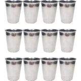 Just Cheap Store 12 Adet Paslanmaz Çelik Krom Bardak 9 x 7,5 x 5,5cm - Altın - Kırmızı