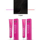 Just Cheap Store 2 Li Set Premium 1 Siyah - Kalıcı Krem Saç Boyası 2 X 50 G Tüp