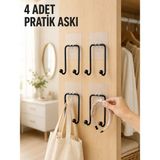 Just Cheap Store 4 Adet Yapışkanlı Duvar Askısı Çok Amaçlı Pratik Askılık Seti - Ahşap - Bej - 10*10
