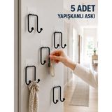Just Cheap Store 5 Adet Yapışkanlı Duvar Askısı Çok Amaçlı Pratik Askılık Seti - Ahşap - Bej - 10*10