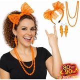 Just Cheap Store 80’ler 90’lar Neon Turuncu Parti Seti – Kolye Küpe Taç (4741) - Antrasit