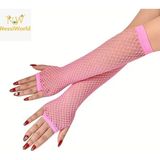 Just Cheap Store 80’ler 90’lar Retro Neon Pembe File Parmaksız Eldiven 26 cm